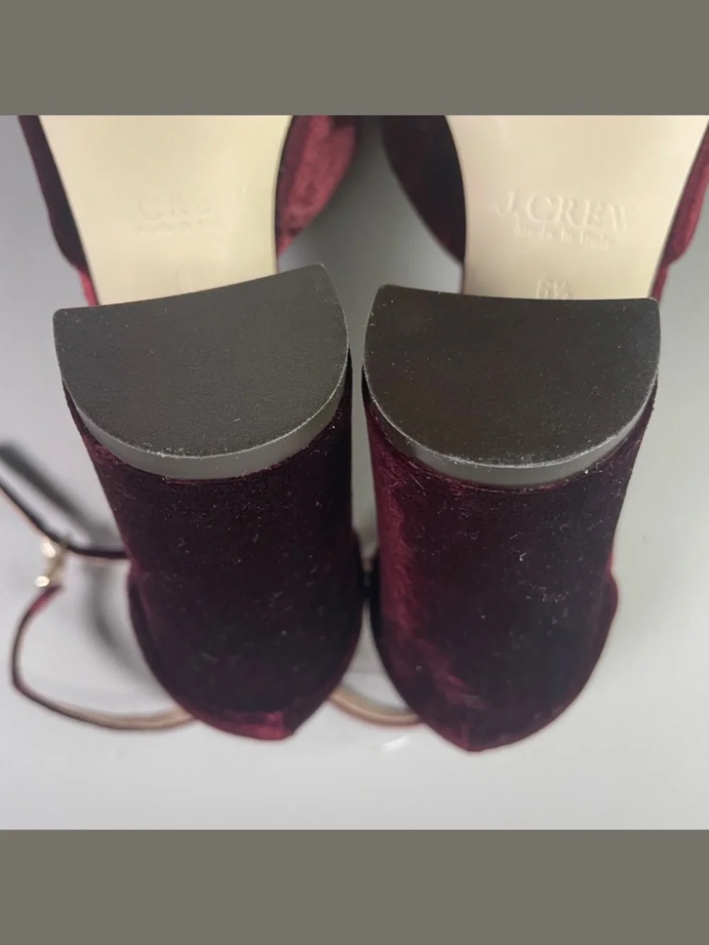 J Crew Shoes Womens 6.5 burgundy red velvet Maisie heels preppy cocktail